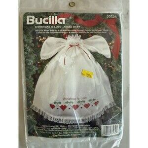 Bucilla "Christmas is Love" Angel Baby - Set of 3. Stamped Cross Stitch